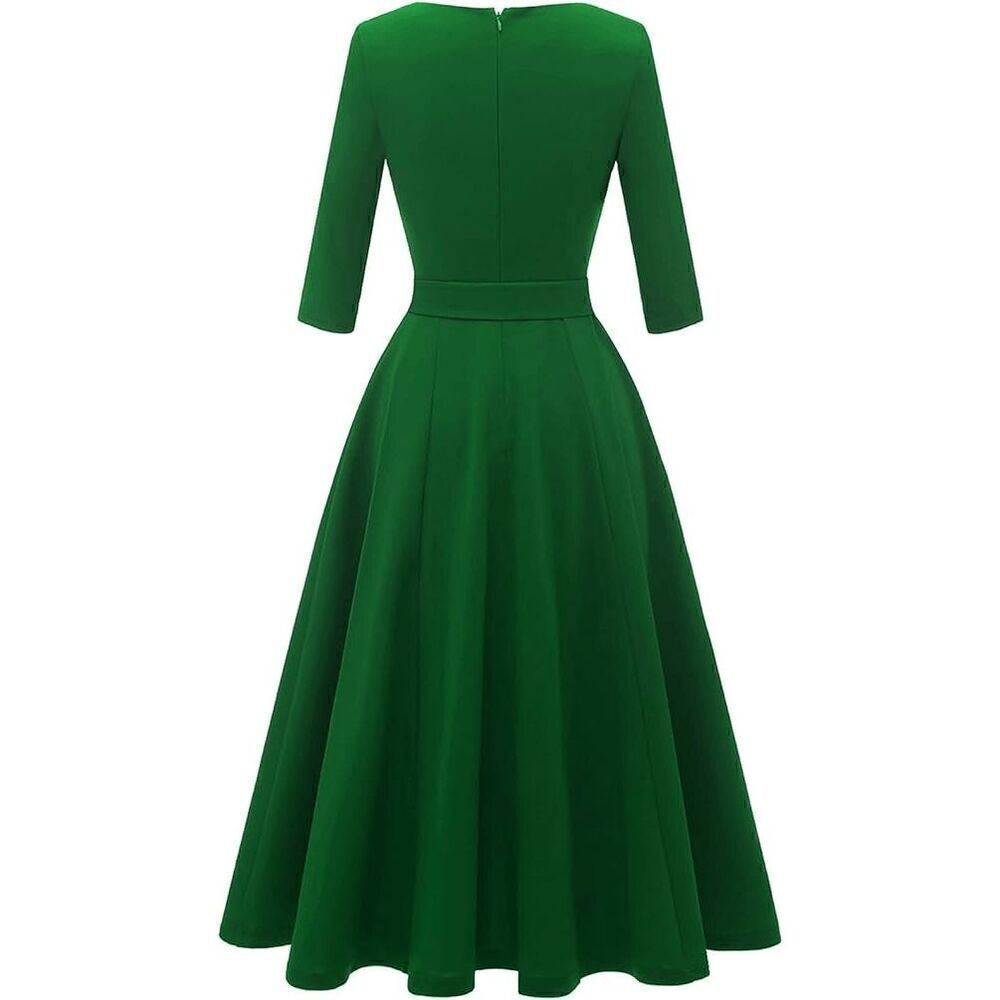 💚 NWT Pinup Retro Vintage 1950s 60s Swing Cocktail Green Rockabilly Dress SIZE - Picture 4 of 16